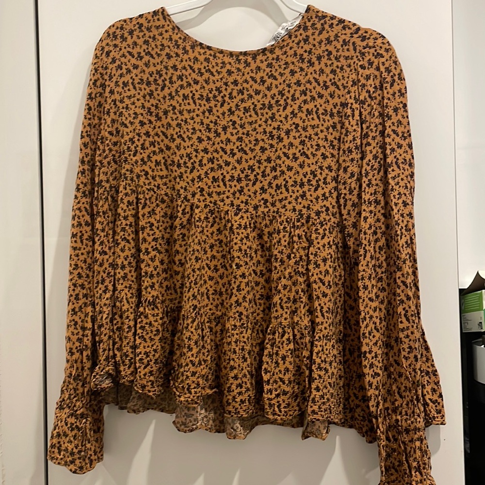 Zara Burnt Orange Floral Top (Size L)